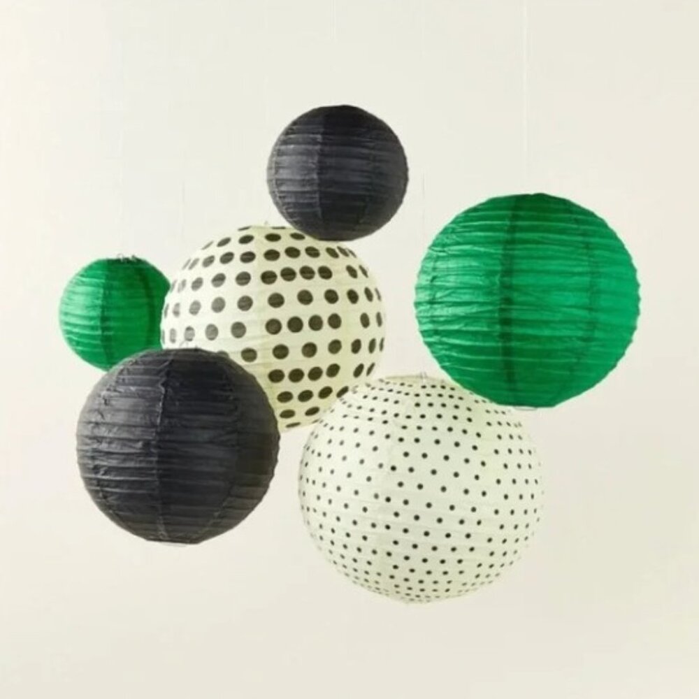 NWT 6pc Polka Dot Novelty Lantern Set Black/Cream/Green - kate spade new york